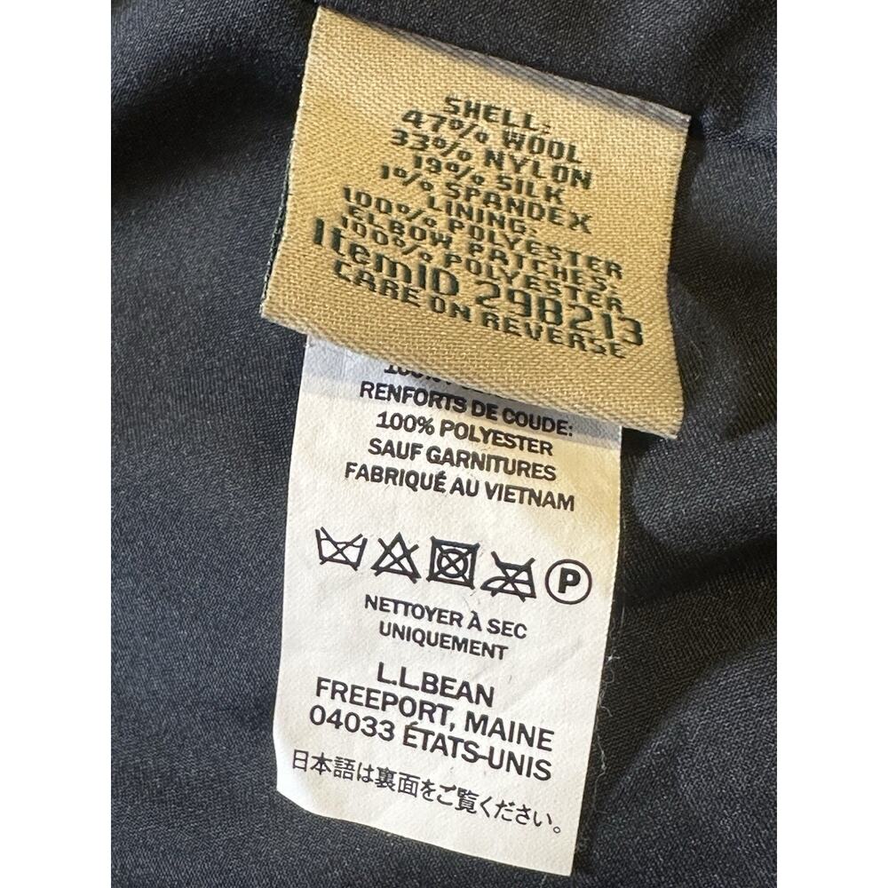 LL Bean Womens Sm Blazer Jacket Herringbone Tweed Wool Silk Snaps Elbow Patches - Picture 7 of 8